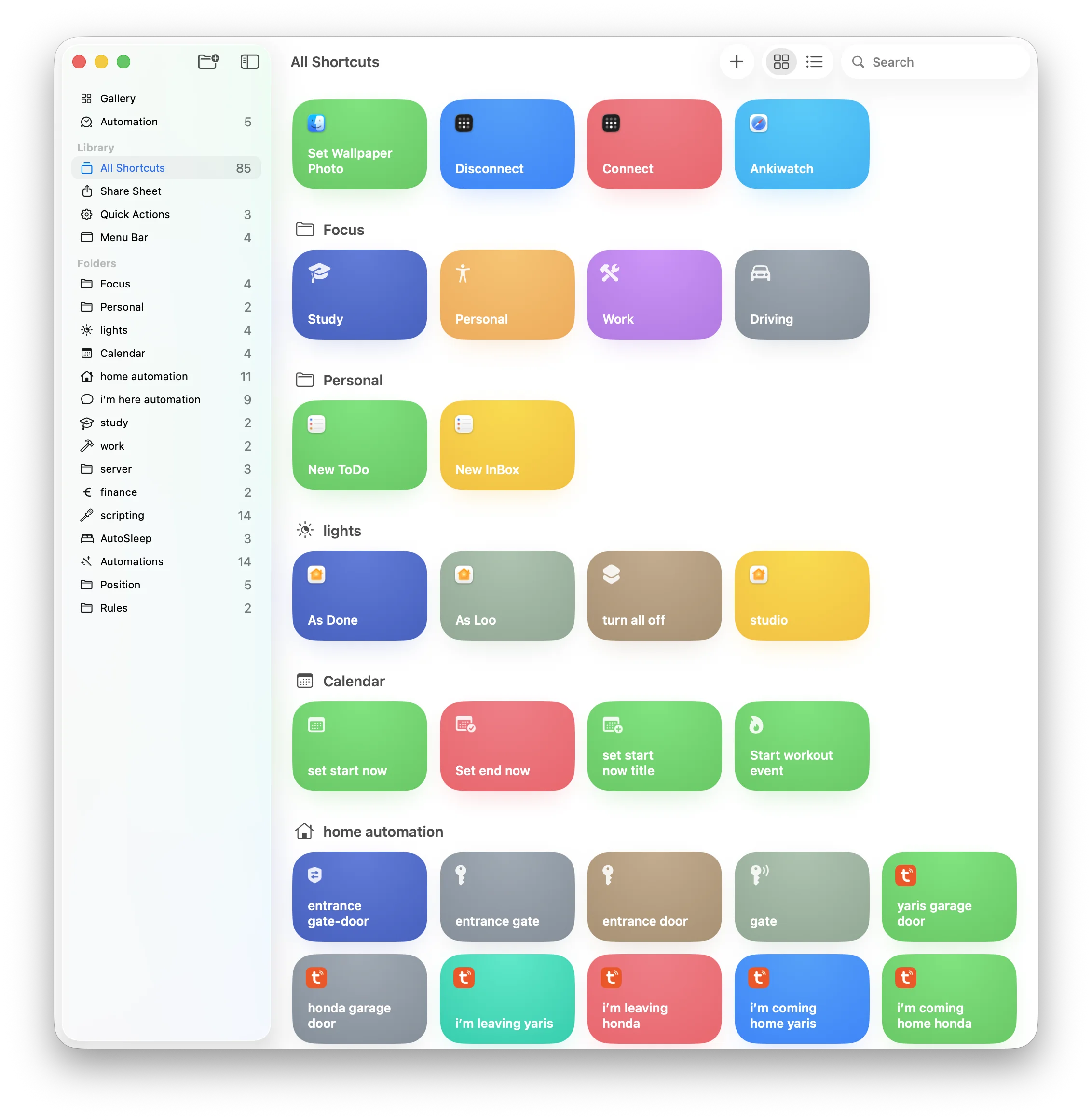Shortcuts setup gallery (light mode)