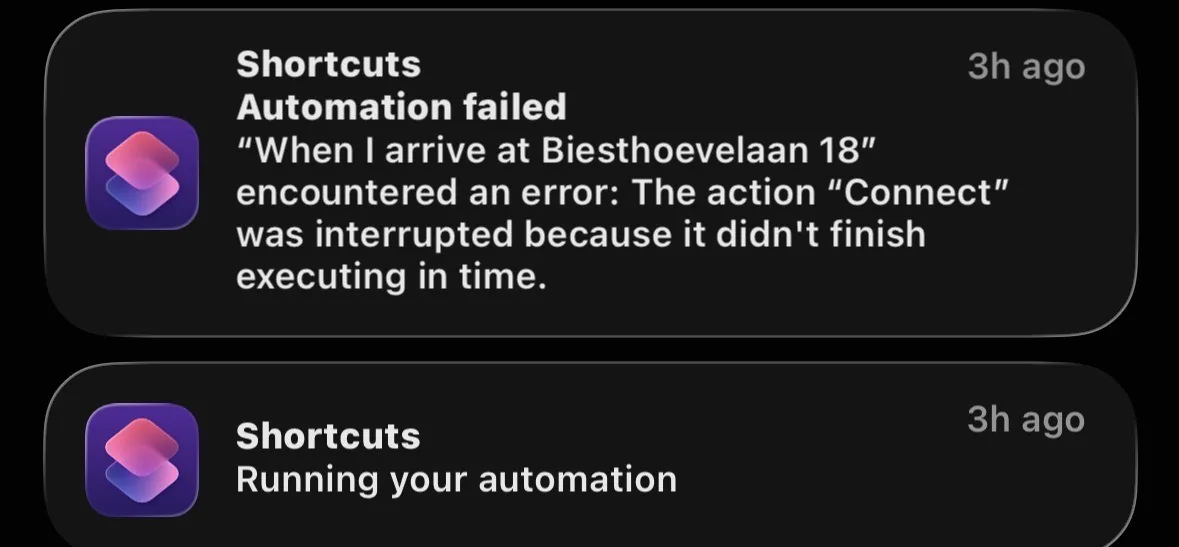 Shortcuts error: shortcut taking too long