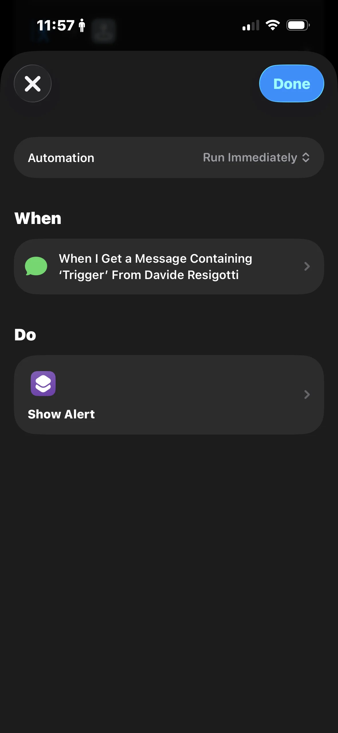 Message trigger automation - Dark