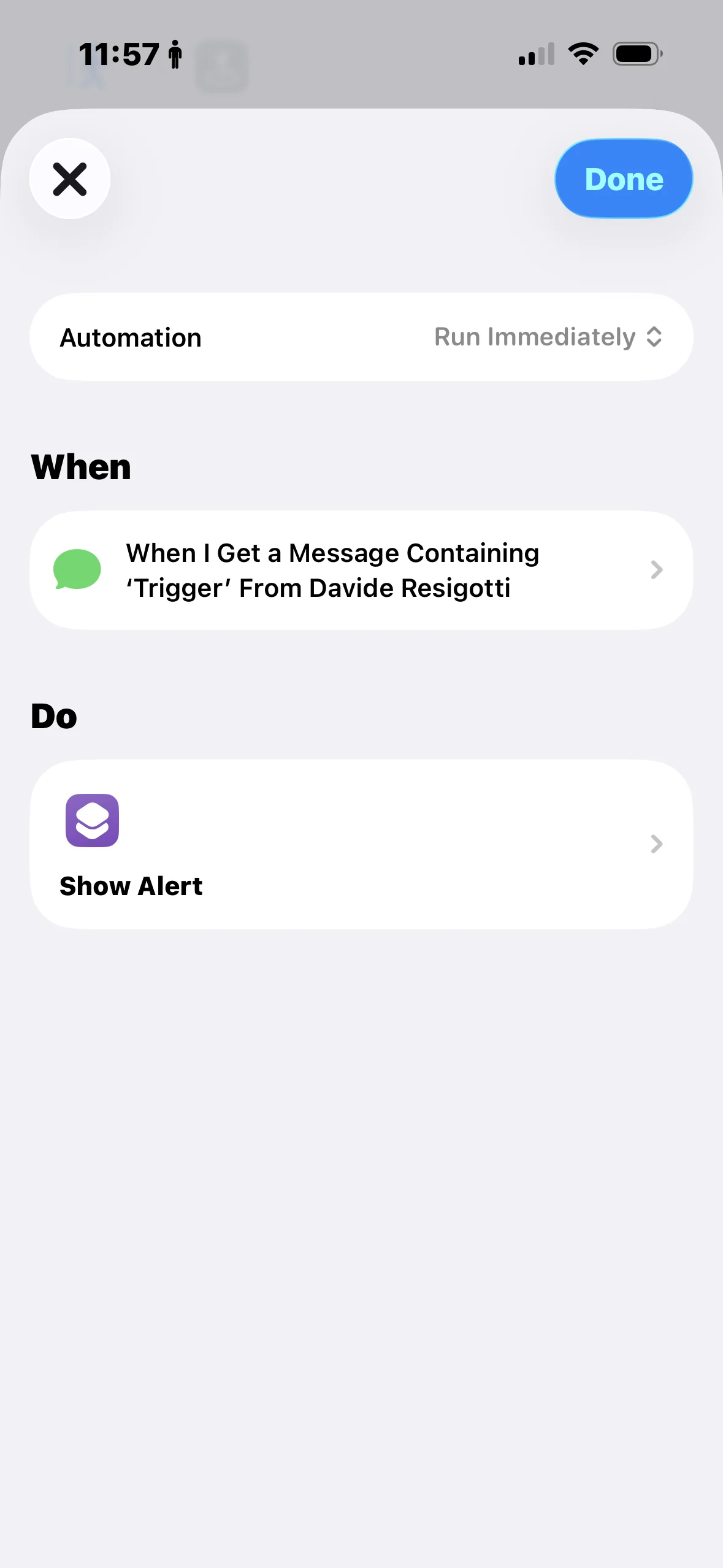 Message trigger automation - Light