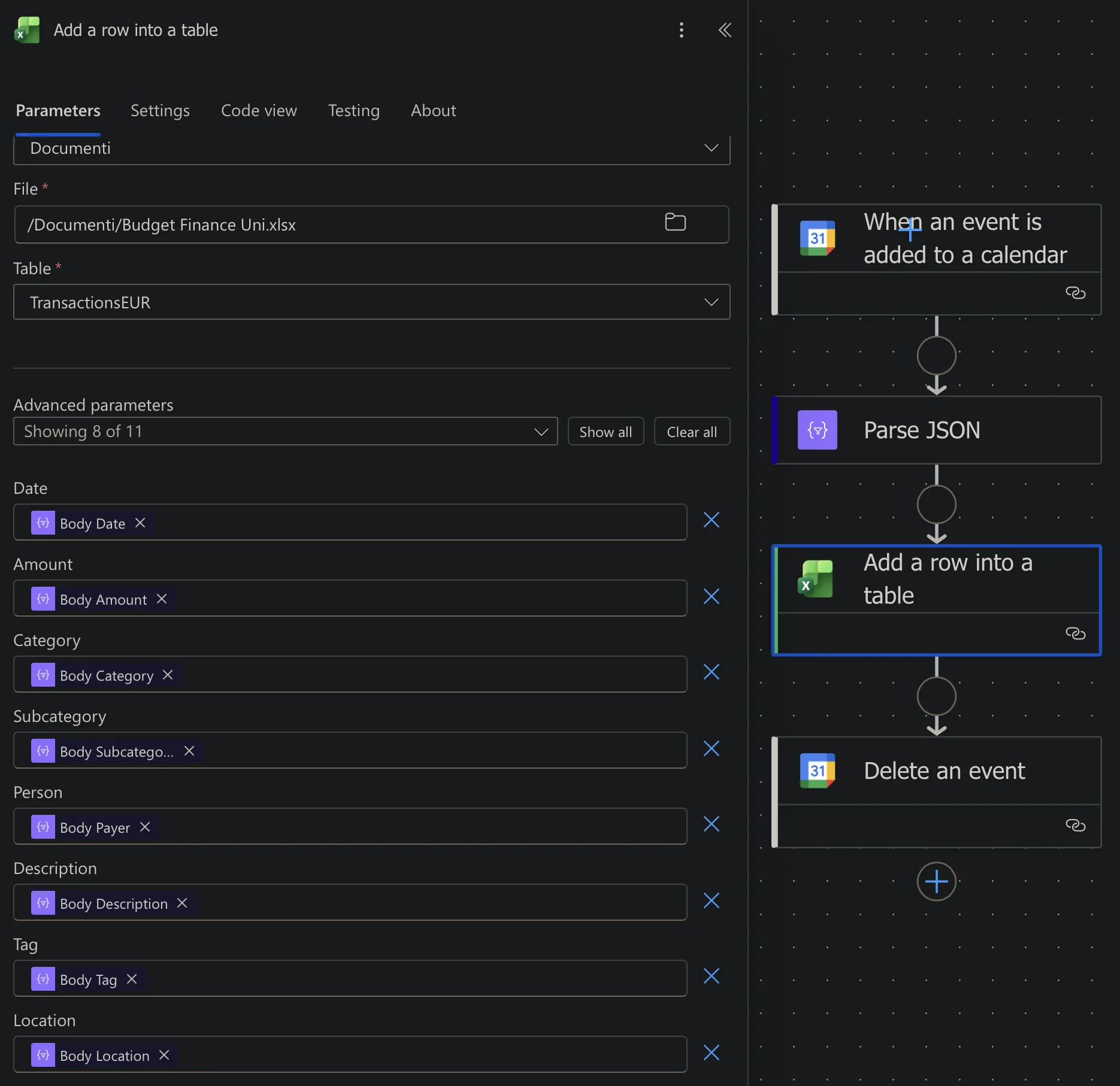 Add row in Excel in dark mode