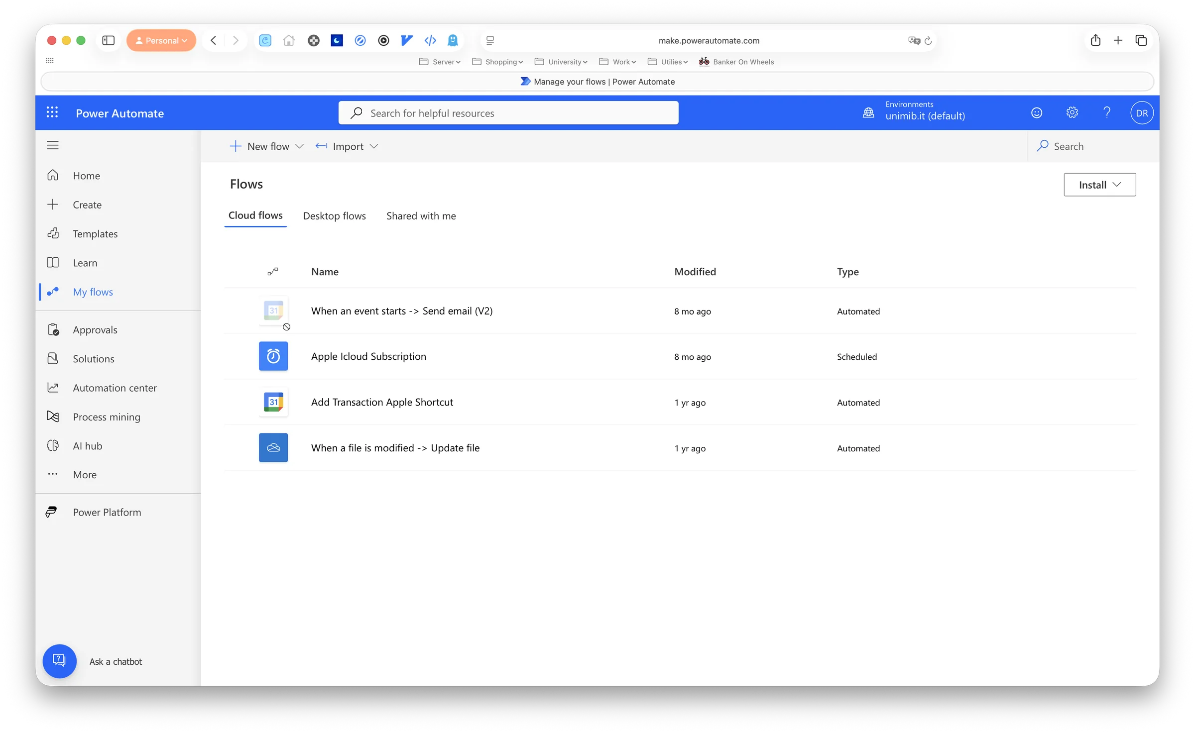 Microsoft Automate in light mode
