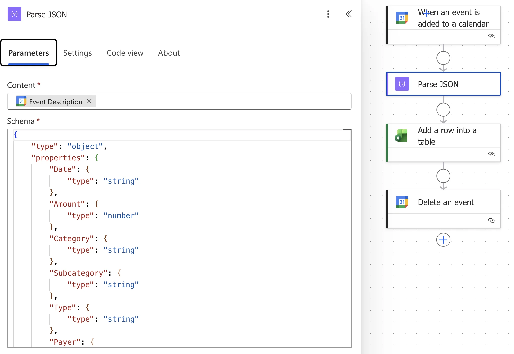 Parse JSON step in light mode